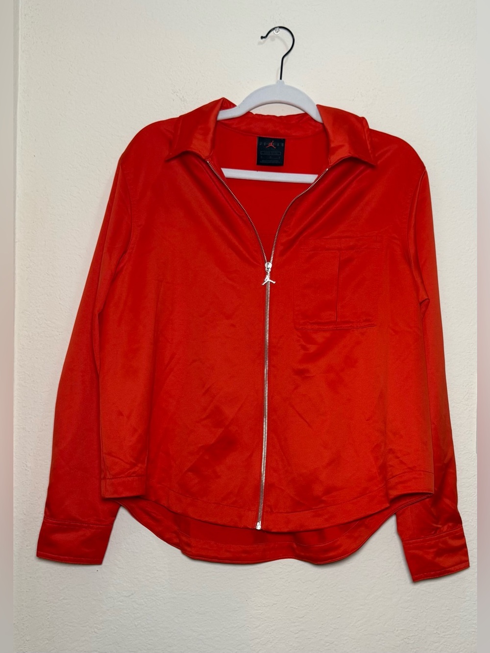 Jordan Red Satin Zip Jacket Medium Athletic Streetwear